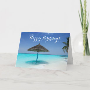 Carte Plage tropicale avec parapluie de chaume Anniversa