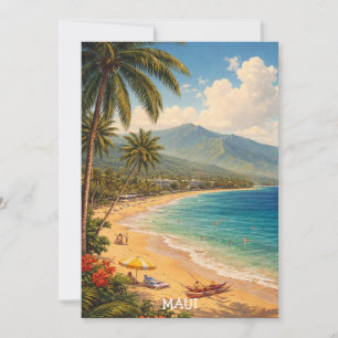 Carte Plage tropicale de Ka'anapali à Maui, voyage vinta