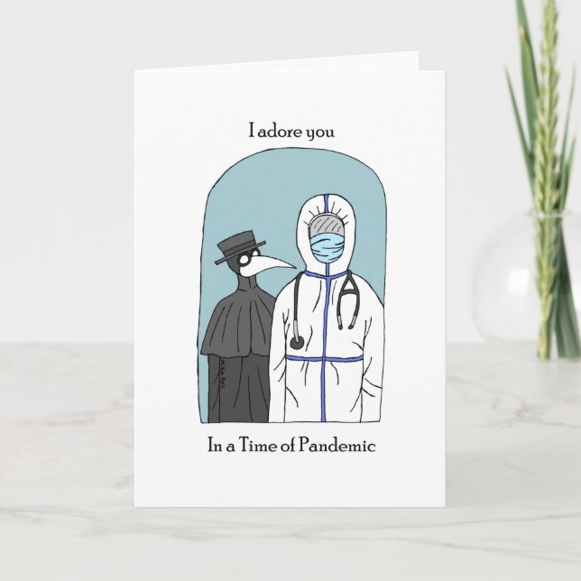 Carte Plague Doctor avec COVID docteur Drôle Je vous aim (Devant)
