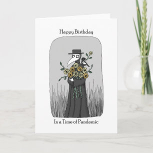 Carte Plague Doctor avec oiseaux et fleurs drôle Anniver