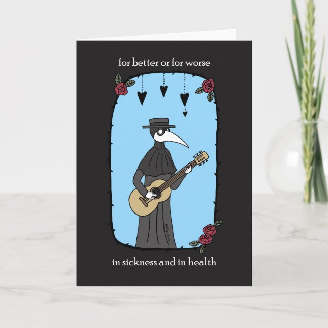 Carte Plague Doctor jouant de la guitare drôle Goth Vale (Devant)