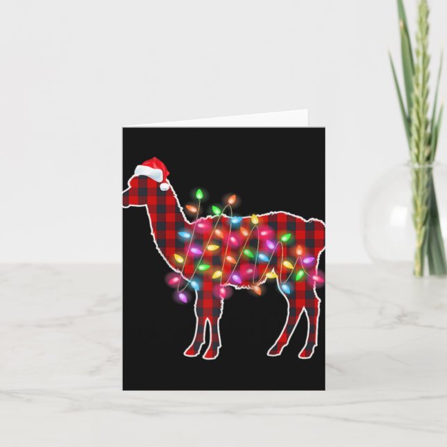 Carte Plaid Buffalo Llama Christmas Pajamas Xmas Lights  (Devant)