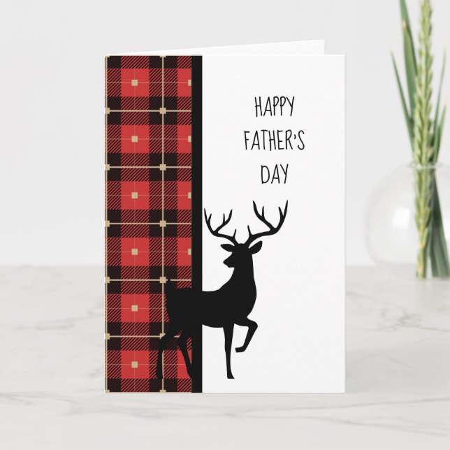 Carte Plaid rouge d'Outdoorsman avec la fête des pères (Devant)