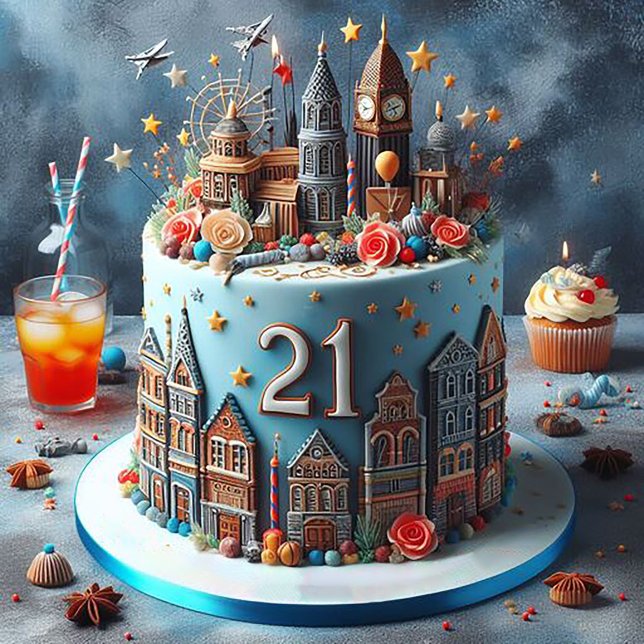 CARTE PLAISIR COSMOPOLITAN 21E ANNIVERSAIRE GÂTEAU (Créateur téléchargé)