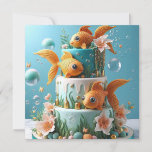 CARTE PLAISIR WHIMSICAL GROG EYED GOLDFISH CAKE D'ANNIVE