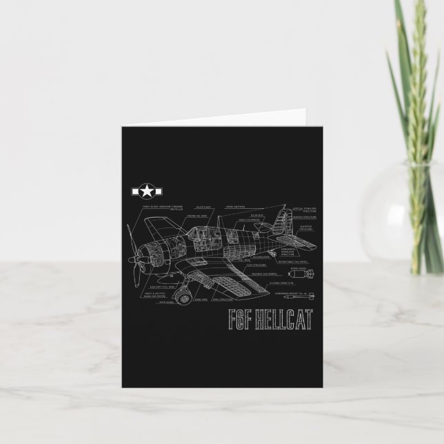 Carte Plan d'avion de chasse F6f Hellcat de la Seconde G (Devant)