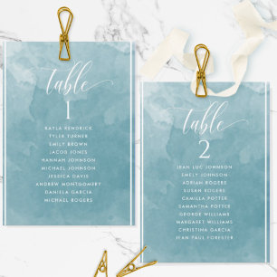 Carte Plan de table aquarelle Verre de mer Noms des invi