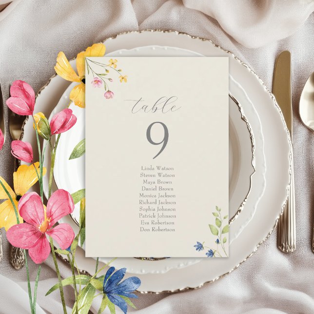 Carte Plan de table de mariage aux fleurs sauvages bohèm (Créateur téléchargé)