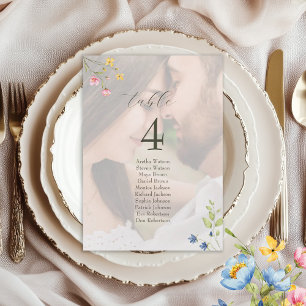 Carte Plan de table de mariage avec photo de fleurs sauv