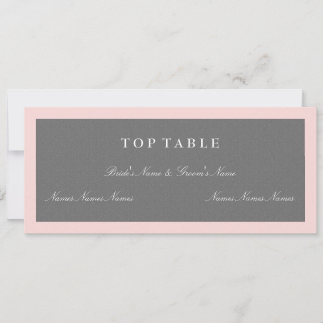 Carte Plan de table supérieure gris et rose pâle (Devant)