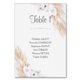 Carte plan de table table number