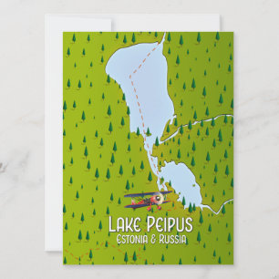 Carte Plan du lac Peipus Estonie et Russie