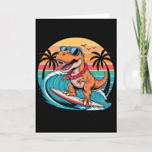Carte Planche de surf dinosaure drôle plage été surfant 