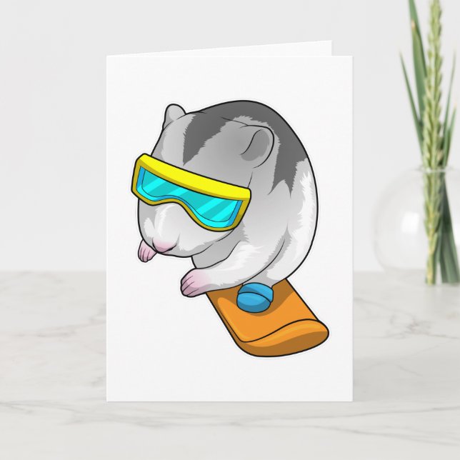 Carte Plancheur hamster sur snowboard (Devant)