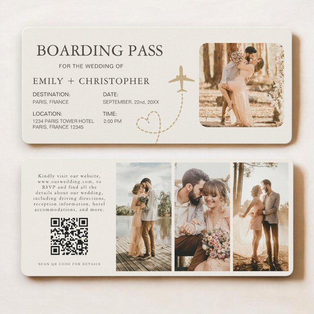 Carte Plane Ticket Wedding Boarding Pass  (Créateur téléchargé)