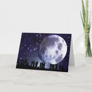 Carte Planétarium Silhouettes Lune Étoiles Astronomie