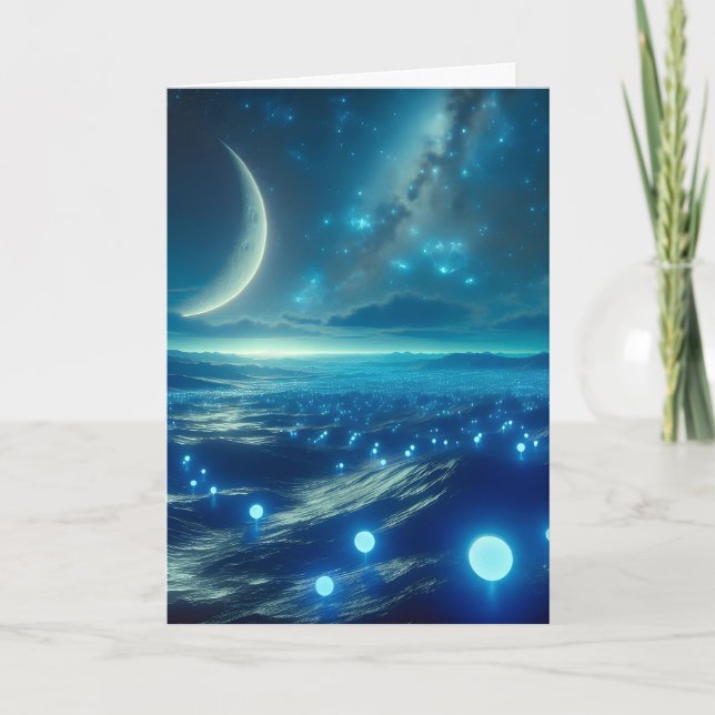 Carte Planète Alien et LIformes Aliens en bleu (Devant)