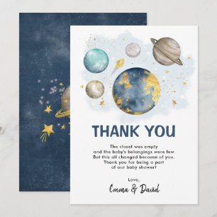 Carte Planète spatiale Galaxie Baby shower Merci