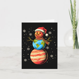 Carte Planètes Bonhomme de Neige Espace Drôle Noël Astro