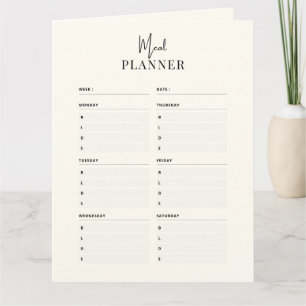 Carte Planificateur de repas hebdomadaire + Liste d'acha