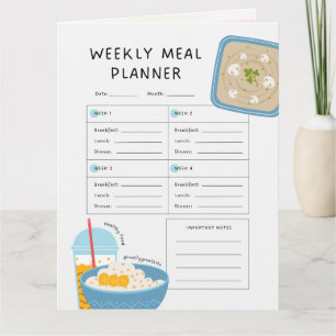 Carte Planificateur de repas hebdomadaire + Liste d'acha