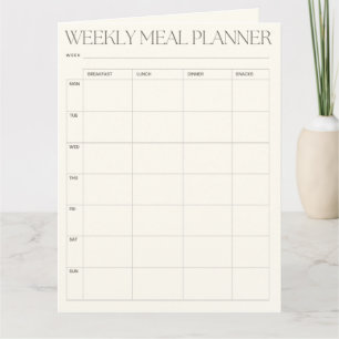 Carte Planificateur de repas hebdomadaire + Liste d'acha