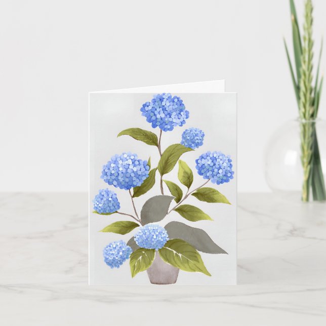 Carte Plante Blue Hydrangea | Belle aquarelle florale (Devant)