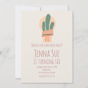 Carte Plante de cactus moderne en pot Fête d'anniversair