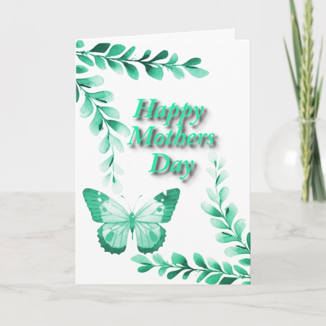 Carte Plante et papillon en vert (Devant)
