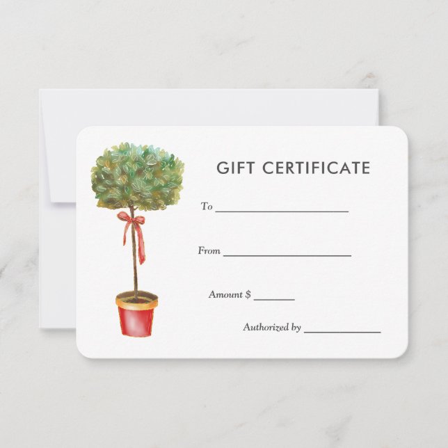 Carte Plante Feuille vert aquarelle | Certificat cadeau (Devant)