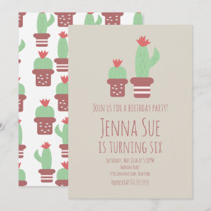 Carte Plantes de cactus modernes en pot pour fête d'anni