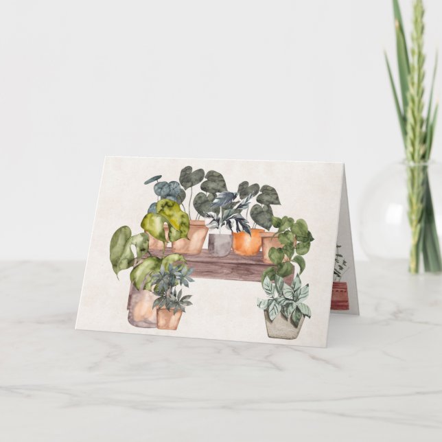 Carte Plantes en pot d'anniversaire sur un banc (Devant)