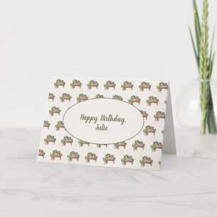Carte Plantes Posés Sur Le Banc Du Jardin Anniversaire