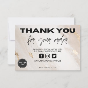 Carte Plaque d'or Merci beige