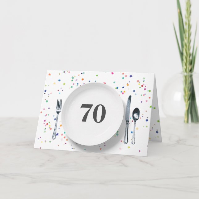 Carte Plaque et argenterie pour 70e anniversaire (Devant)