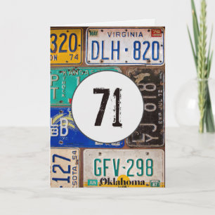 Carte Plaques de licence vintages pour 71e anniversaire
