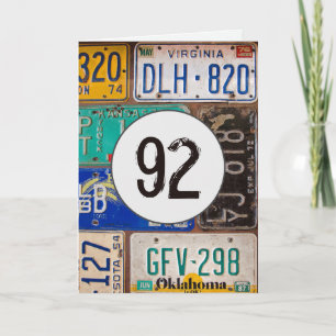 Carte Plaques vintages pour 92e anniversaire