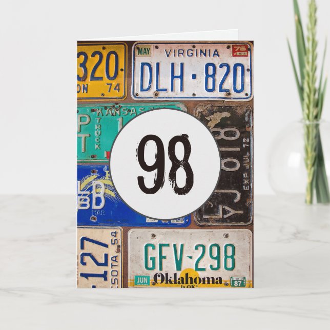 Carte Plaques vintages pour 98e anniversaire (Devant)