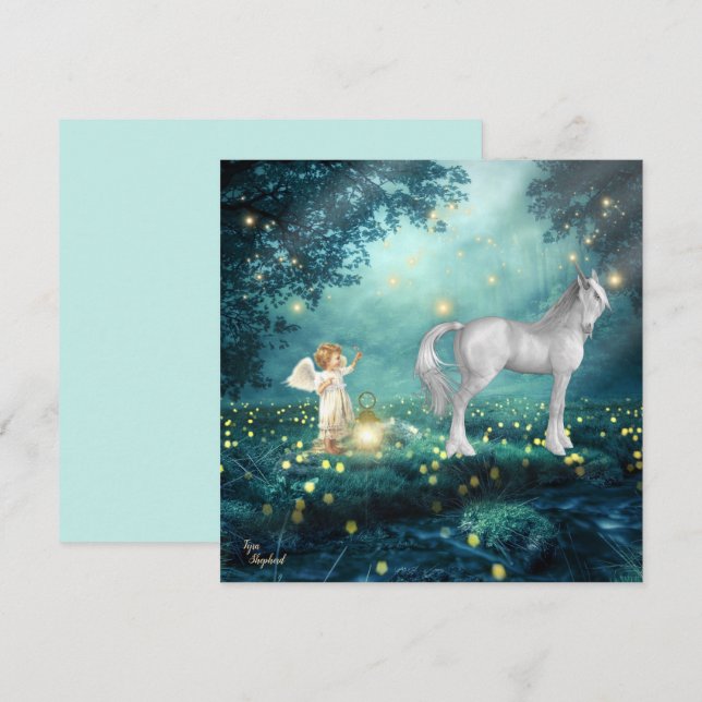 Carte plat Angel Imaginaire et Unicorn (Devant / Derrière)