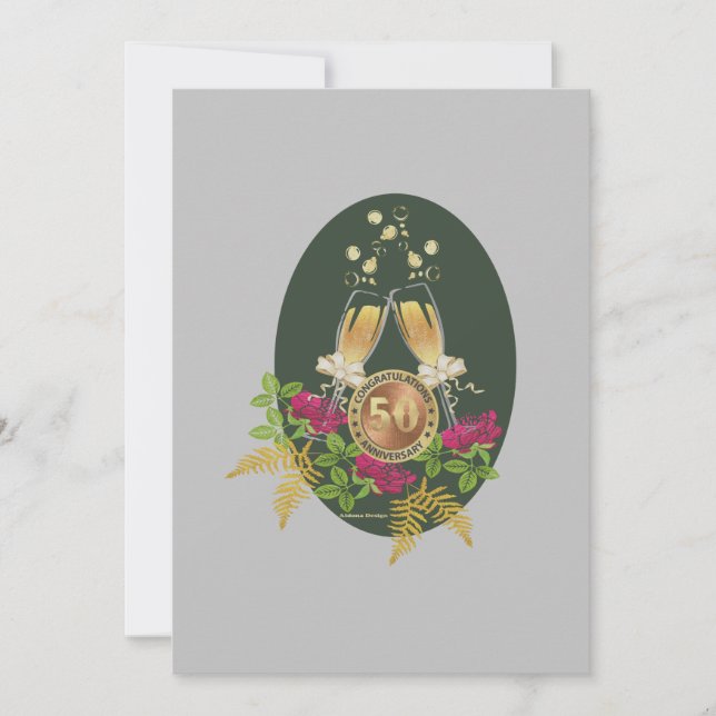 Carte Plat Anniversaire Dorée (Devant)