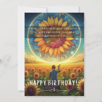 Carte Plat Anniversaire du peintre de tournesol
