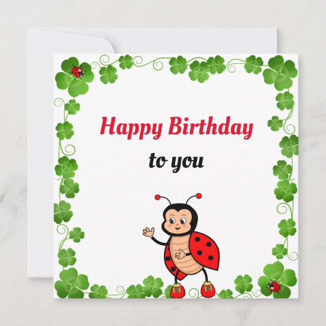 Carte Plat Anniversaire Jolie Ladybug (Devant)