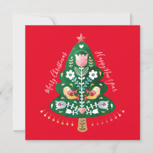 Carte Plat Arbre de Noël Art populaire scandinave