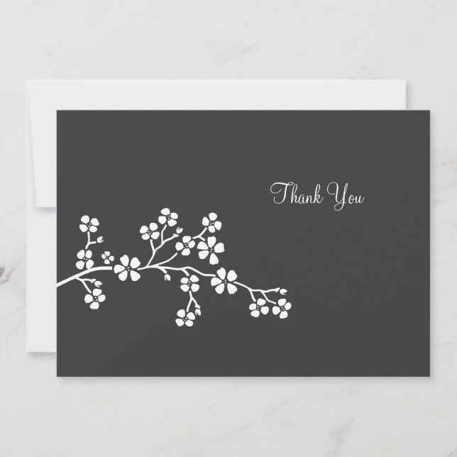 Carte plat Argent Cherry Blossom Remerciements (Devant)