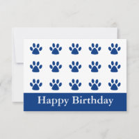 Carte Plat Bleue Chat Paw Joyeuse Anniversaire