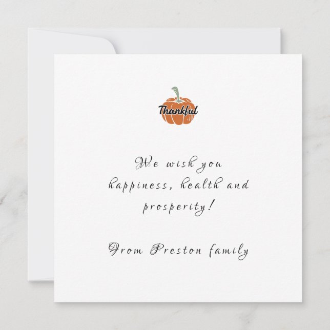 Carte plat bon thanksgiving (Dos)