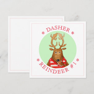 Carte plat Carré DASHER REINDEER 5,25 pouces