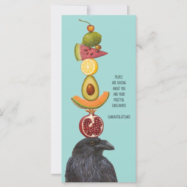 Carte plat corbeau et félicitations fruits (Devant)