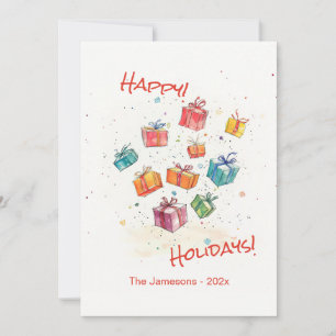 Carte Plat Cute Retro Happy Holidays