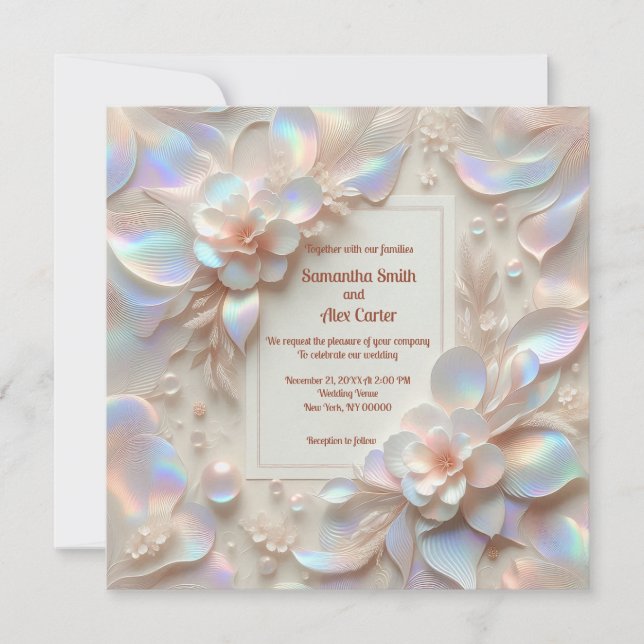 Carte Plat de faire-part de mariage Rose romantiqu (Devant)
